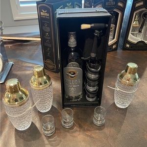 Beluga bundle box empty bottle 3 shot  glasses